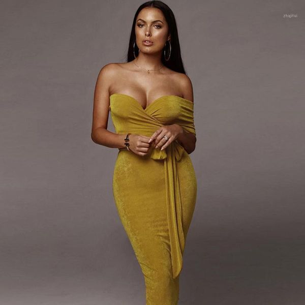 

two piece dress 2pcs women tracksuit set off shoulder slim bandage pencil crop and skirts party evening suit, White