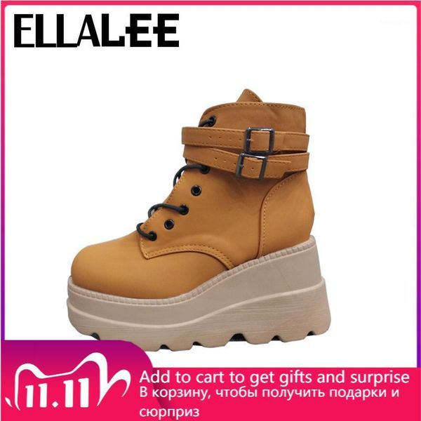 

boots women lace up zipper round toe casual black white brown leather ankle buckle platform shoes ladies high heels1