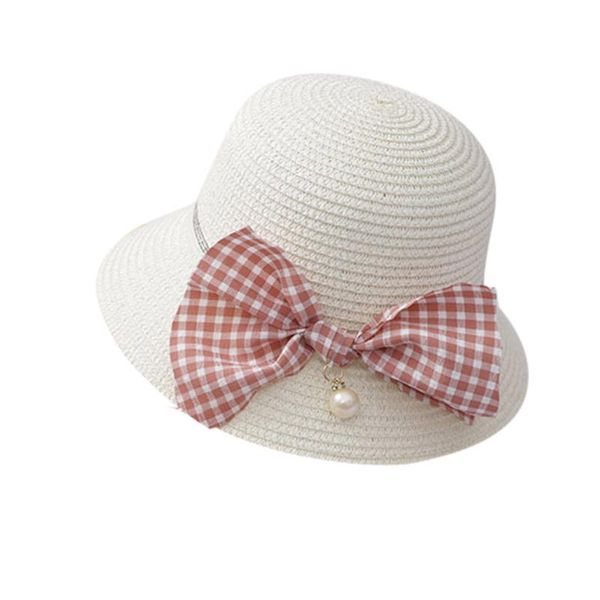

caps & hats 2021 kids summer sun cap toddler baby straw hat bowknot beach protection for girls colorful, Yellow