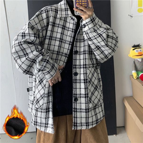 

2021 new winter male chess printing cotton-quilted trench coats casual snowjackets in trend parkas thick m-2xl a87s, Black;brown