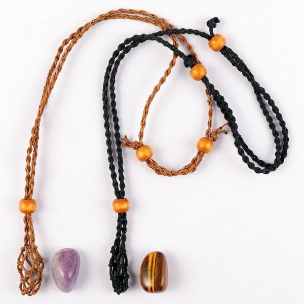

decorative objects & figurines handmade retro woven wax rope net bag diy bracelet necklace jewelry rough stone cord empty holder