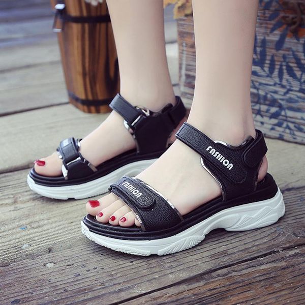 

women's summer flat sandals casual hook loop female shoes women summer sandals rubber sole comfortable shoes for women sandal, Black