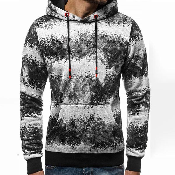 

men's hoodies & sweatshirts autumn casual men slim long sleeve hooded male fashion brand print sweatshirt vintage harajuku pullover st, Black