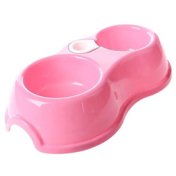

double bowl of water pink for dog cat pet
