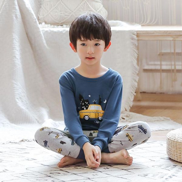 

pajamas full sleeve cotton car print sets for 2-14yrs teen kids teenage clothing set homewear boys pyjamas sleepwear, Blue;red
