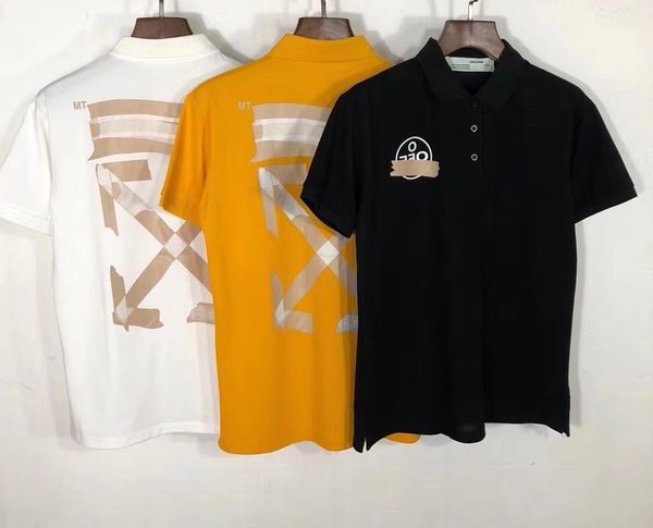 

2021 spring and summer new off golden tape arrstyle polo shirt for men women, White;black
