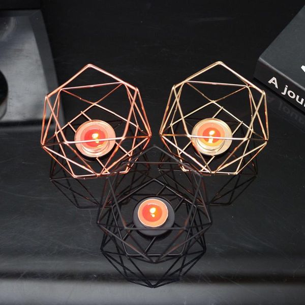 

candlestick candle holders home decoration wedding centerpiece nordic table center vintage iron 3d geometric mood light gift
