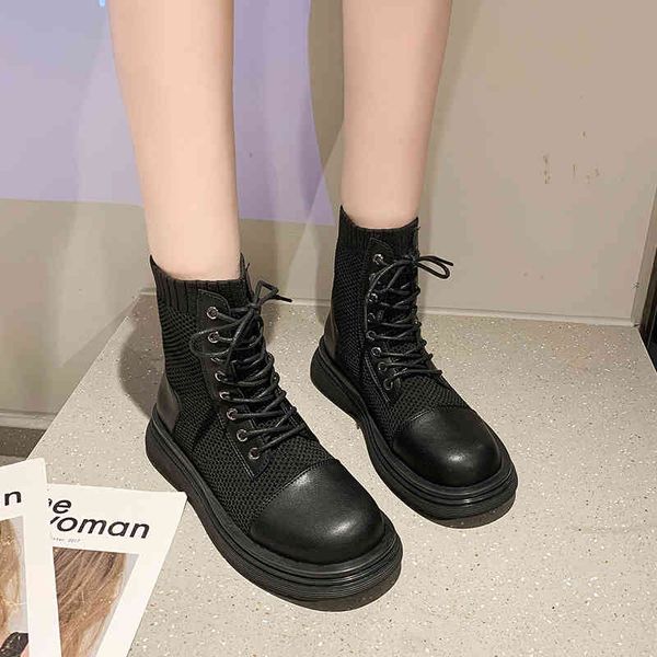 

boots women's ankle-boot boots with breathable mesh, black, beige zipper, shoelace, casual, flat platform, size 40 au84