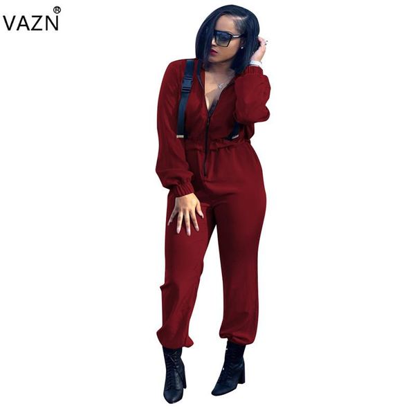 

women's jumpsuits & rompers vazn autumn fashionable 2021 casual style women solid full sleeve elegant straight romper cm3297, Black;white