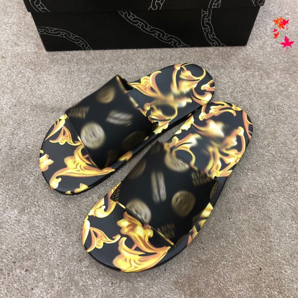 

luxurys men slippers designer rubber slides sandal mens designers flat fashion shoes beach flip flops flower with box size 39-45 -g40, Black