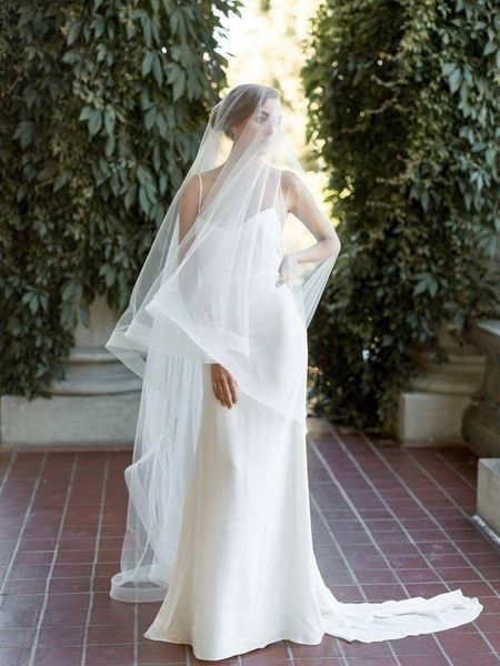 

bridal veils simple tulle covered veil for beach wedding white ivory 1 tire, Black