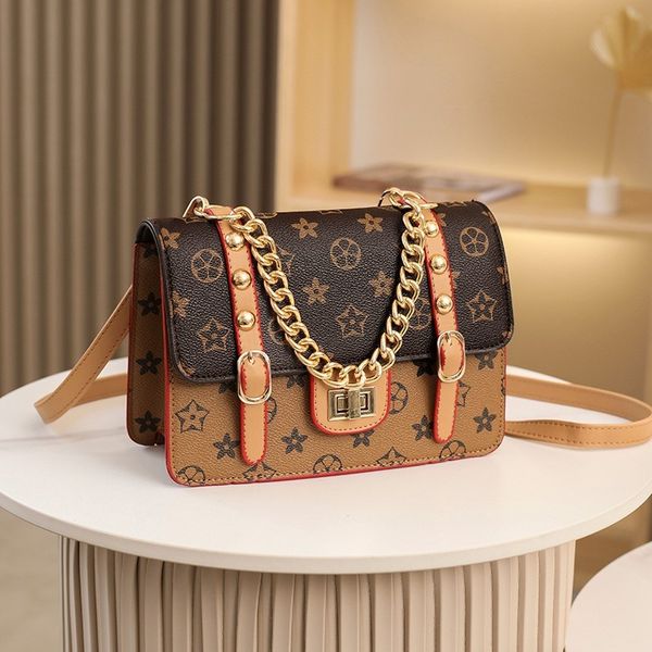 

autumn and winter female 2021 new fashion old flower print lock small square single shoulder messenger handbag