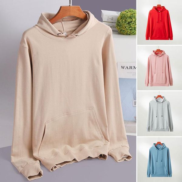 

women's hoodies & sweatshirts 2021 sports hoodie spring and autumn men's casual hooded pullover sweatshirt pure color top, Black