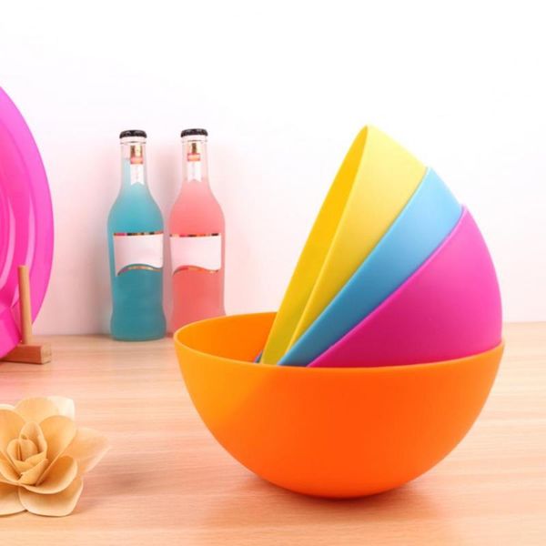 

bowls 10pcs salad bowl solid color dinnerware round plastic picnic camping reusable for home