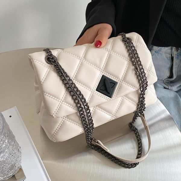 

evening bags 2021 women's luxury trending chain shoulder handbags embroidery thread small pu leather crossbody for women