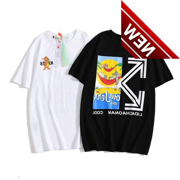 

summer off trend 20ss white short sleeve arrstyle foundation men and women same cartoon mouse t-shirt style, White;black