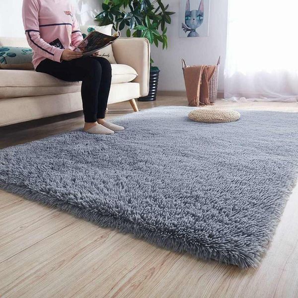 

silky fluffy carpet modern home decor long plush shaggy rug children's play mats sofa living bedroom bedside mat balcony carpets
