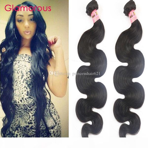 

glamorous indian body wave human hair weaves 2 bundles fashion wavy hair style peruvian malaysian brazilian virgin hair weft for black women