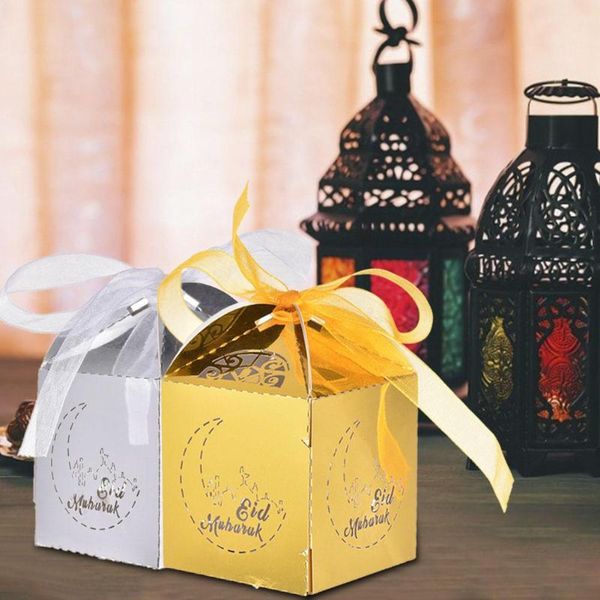 

gift wrap 50pcs gold eid mubarak candy box favor diy paper boxes happy islamic muslim al-fitr ramadan decor party supplies