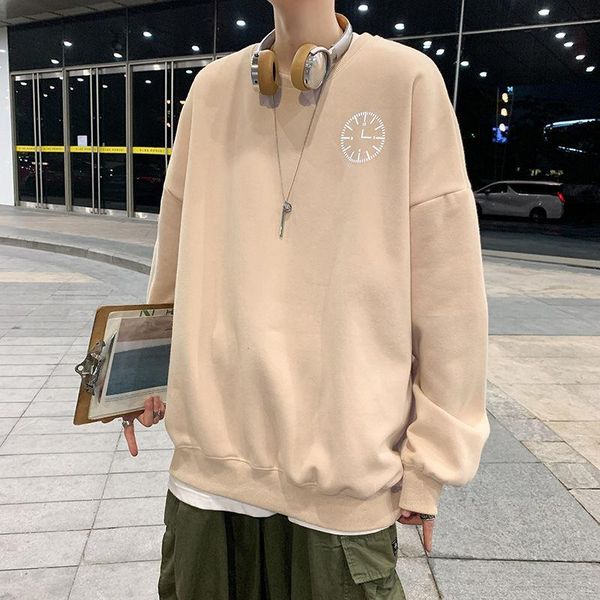 

spring and autumn new youth popular loose large size simple reflective printed sweatshirt fashion casual round neck pullovera1, Black