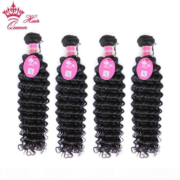 

queen hair products brazilian curly virgin hair extensions mixed length 4 pcs lot dhl brazilian deep wave 12"-28, Black