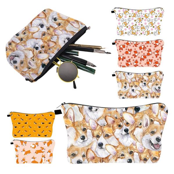 

storage bags dog print women portable travel makeup bag water-resistant toiletry cosmetic organizer