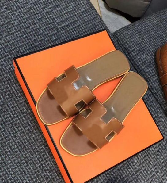 

2021 designer slippers ladies sandals women genuine leather slippers flat shoes oran sandals party wedding shoes outdoor shoes, Black