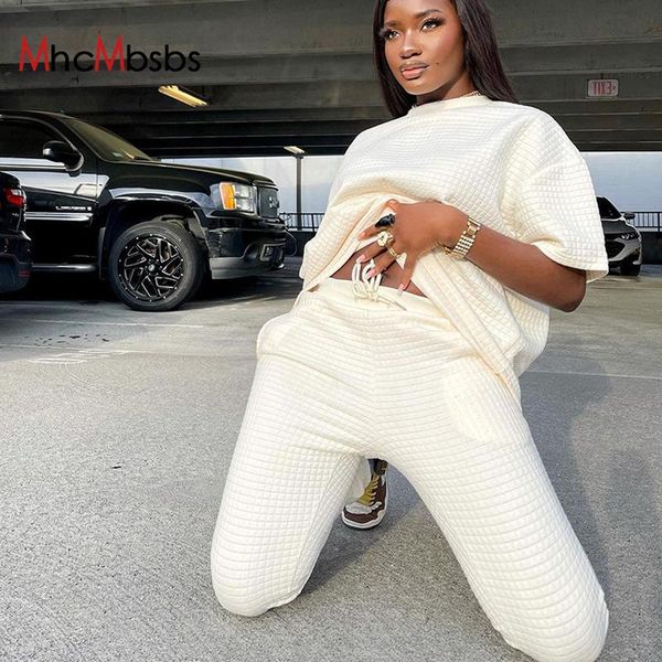 

women's two piece pants casual pieces sets sweatshirt and ruched jogger stacked tracksuit 2021 homewear streetwear solid outfits, White