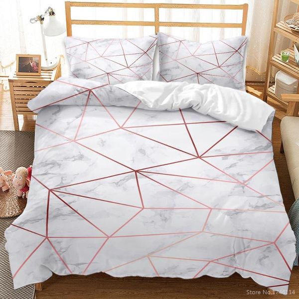 

bedding sets marbling geometric 3d printed set twin full  king size 2/3pcs duvet cover bed linen bedclothes home textile