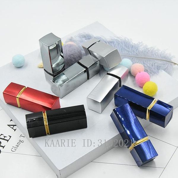 

storage bottles & jars 12.1mm classic plastic empty black lip rouge subpackage, diy elegant blue square lipstick tube, professional red