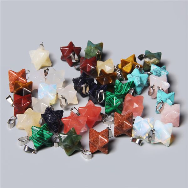 Природные каменные подвески целебный кристалл Reiki маятник звездные подвески медитация шестиугольника для мужчин женские украшения делают ручной работы