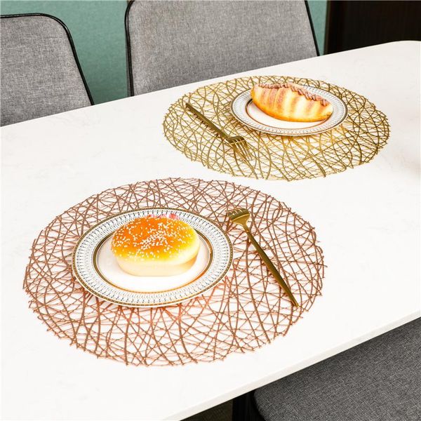 

mats & pads chaotic lines hollow round light luxury american heat-insulating non-slip placemat household high-grade pad el decoration