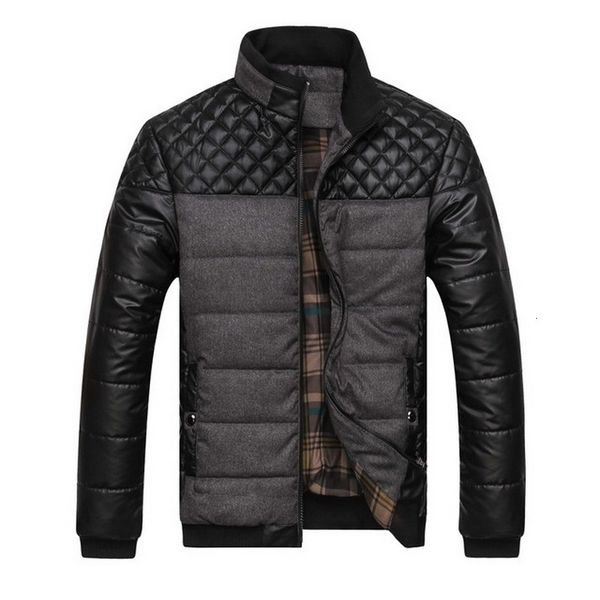 

effects color stitches katoen slim kraag parka patchwork designer winter men upper clothing brand jassen, Black