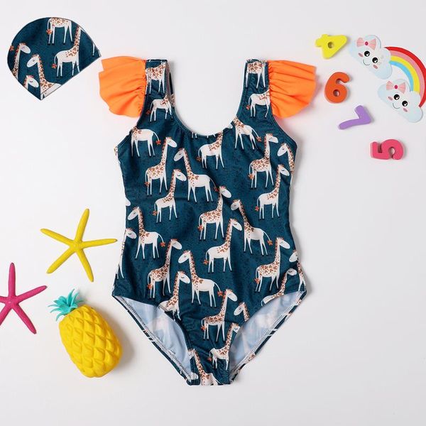 

one-pieces toddler baby kids girls swimwear cartoon deer swimsuit sleeve one-piece bikini swimming beachwear bathing suit 1-6 years, Black