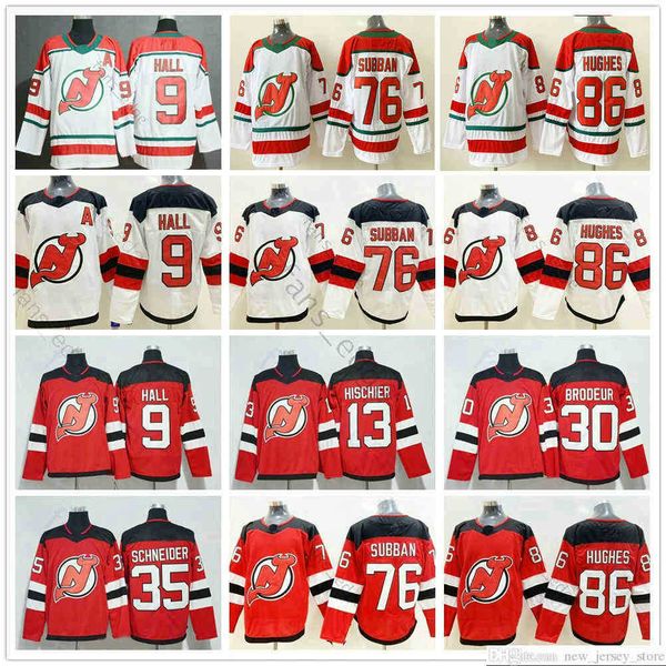 

2019-20 New Jersey Devils Ice Hockey 86 Jack Hughes 76 PK Subban 35 Cory Schneider 13 Nico Hischier 30 Martin Brodeur 9 Taylor Hall Jerseys, Black
