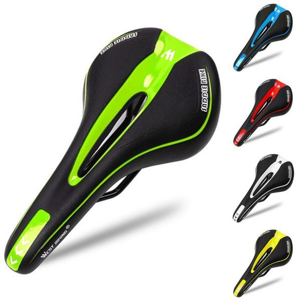 

bike saddles bicycle shockproof saddle breathable pu leather hollow cushion comfortable mountain road riding mat unisex
