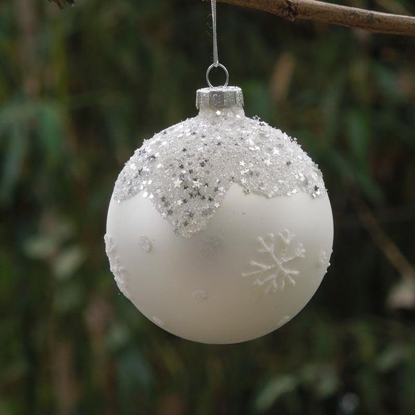 

christmas decorations 4pcs/pack diameter=8cm small size glass globe home decoration tree frosty white ball festival hanger