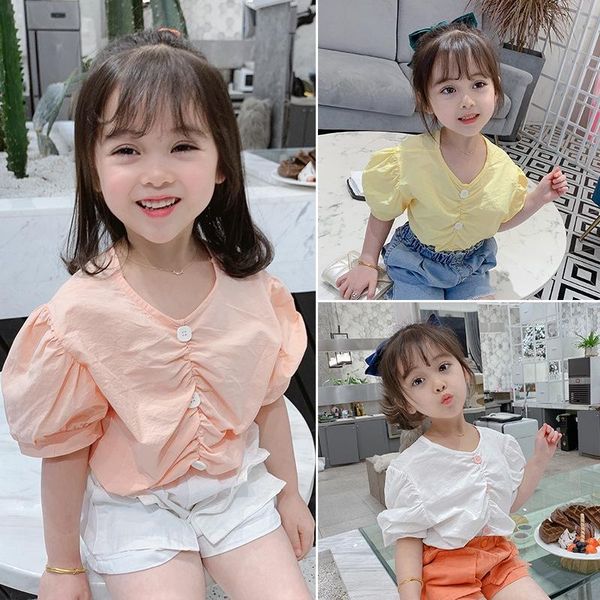 

shirts fashion kids girls korean style v-neck shirt, White;black