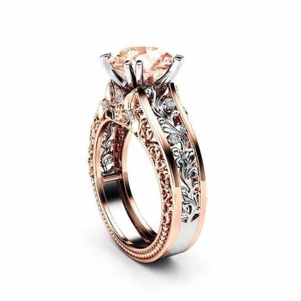 Eheringe 1 Stück Braut Elegant für Frauen Rose Gold Farbe Engagement Modeschmuck Glänzender Zirkon Weiblicher Ring JP