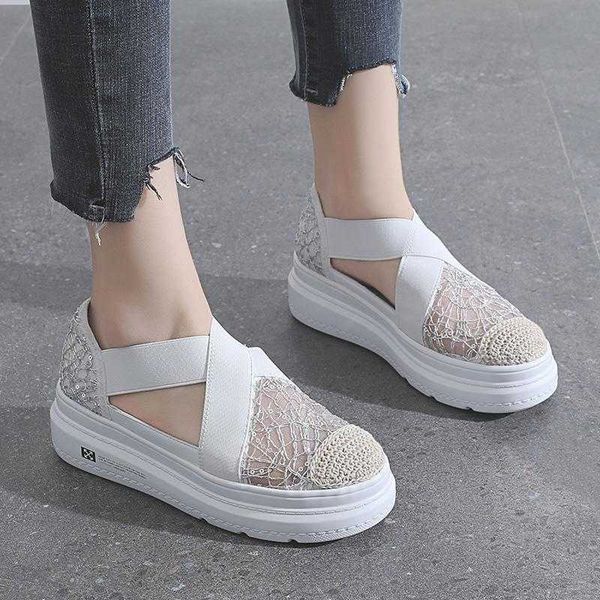 

fisherman sandals women 2021 summer flat bottom leisure small fragrance hollow out single shoes, one foot on thick women's net