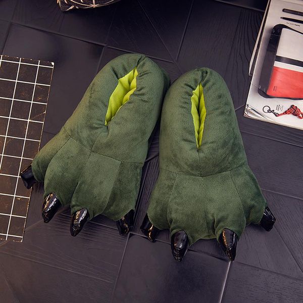 

slipper children slippers cartoon animals family home wear cotton-padded shoes dad mom kids indoor monster three size, Black;grey