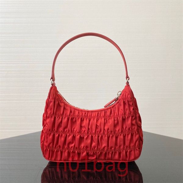 

2021 designer brand women hobo bag luxury vintage silky satin nylon pleated shoulder bags tote underarm bag baguette handbags