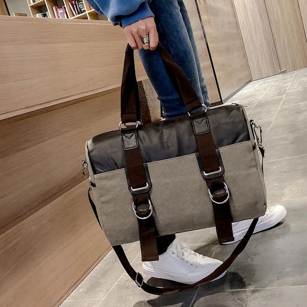 

duffel bags canvas retro leisure women's bag pure color wear resistant large capacity storage handbag single shoulder slant travel