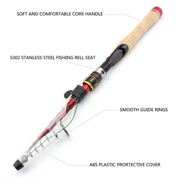 

1.6m-2.7m lure rod carbon fishing rod wooden handle spinning fishing travel tackle pole wrap lure