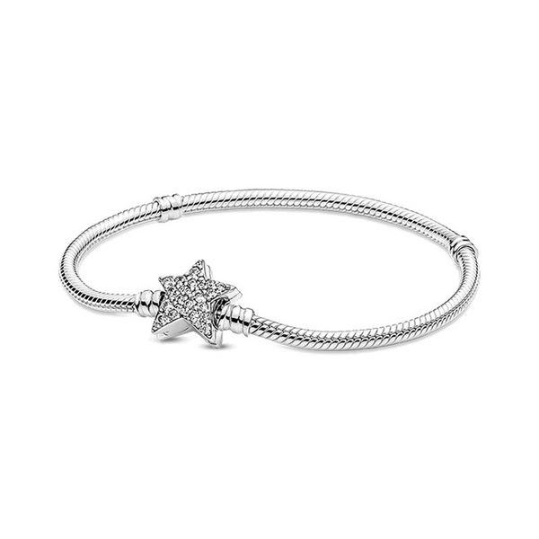 Designer jóias 925 pulseira de prata Charm bead caber pandora desejo pulseira anel estrela brilhar estrelas corrediça braceletes de corrediça grânulos estilo europeu encantos frisados ​​Murano