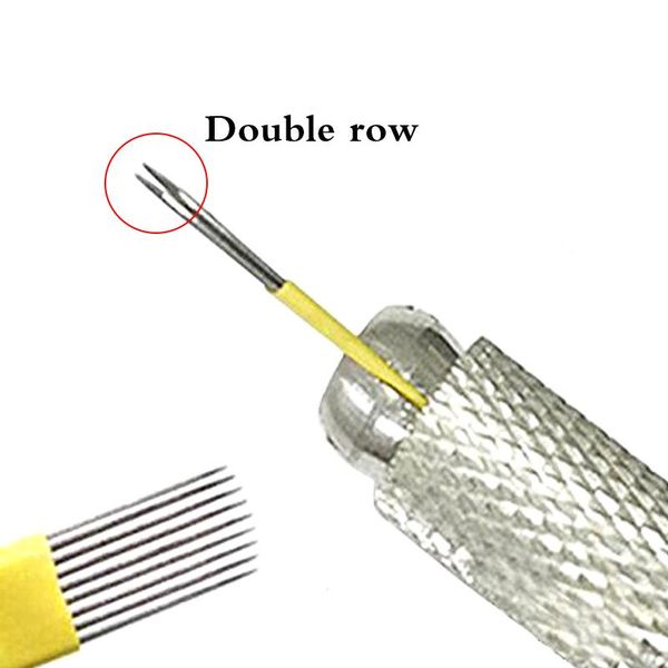 

tattoo needles microblading needle double row 9/15/17/19/21 pin shading blade 2 for 3d embroidery fog eyebrow & lip