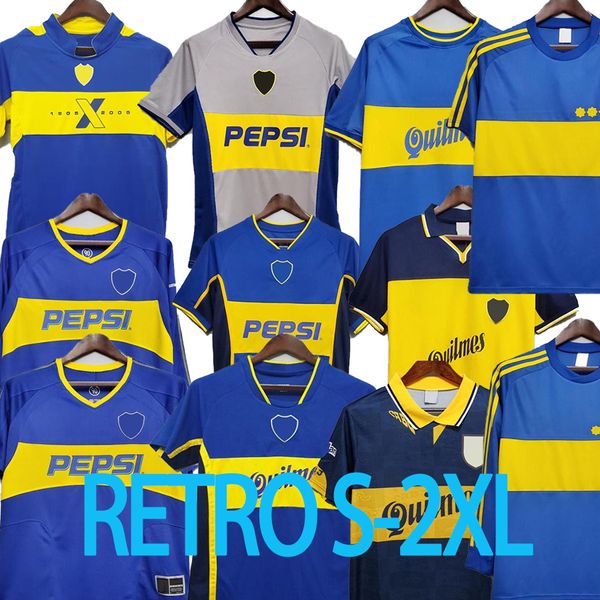 1981 Boca Retro Maradona Soccer Jersey Roman 95 96 97 Futebol Camisas Gago 98 99 00 Tevez 01 02 03 Carlitos 04 05 Vintage