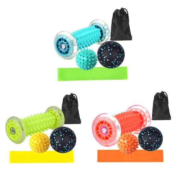 

accessories 2021 5 pcs yoga pain relief wheels muscle massage roller siamese fascia ball set relaxation massager anti cellulite