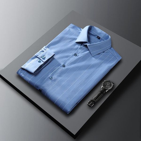 

men's casual shirts of sleeve shirt business clothing wash and wear the summer 2021 stripes high-grade garments, White;black