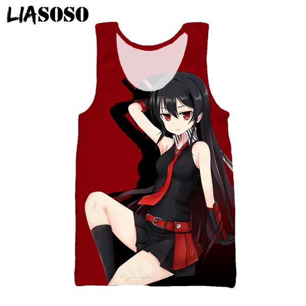 

men' tank liasoso japanese anime akame ga kill men women harajuku streetwear summer sleeveless vest 2021 cartoon, White;black